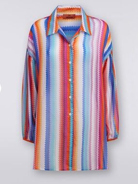 Missoni Chemisier blouse in zigzag print silk and cotton NWT $775